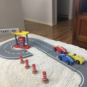 Wooden toddler race car toy